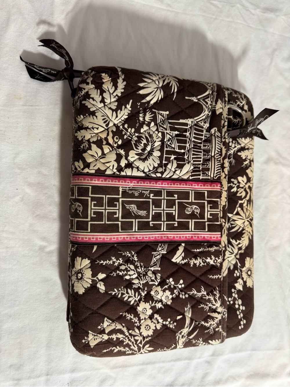 Vera Bradley Brown Quilted Mini Laptop Tablet Case Imperial Toil Retired 2009